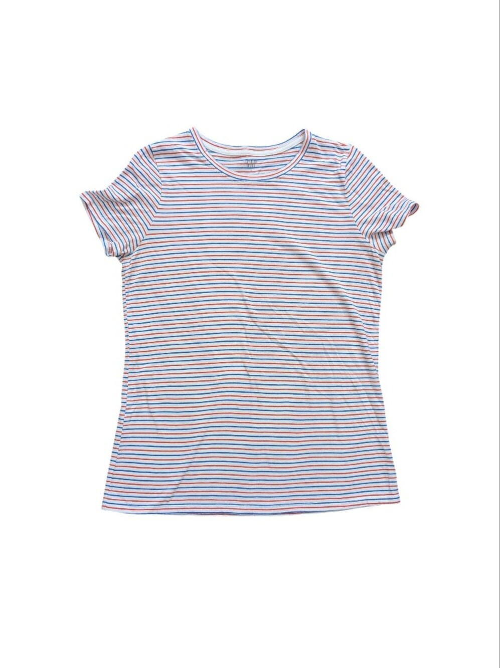 GAP Striped Crew Neck Short Sleeve Top - White, Blue & Red
